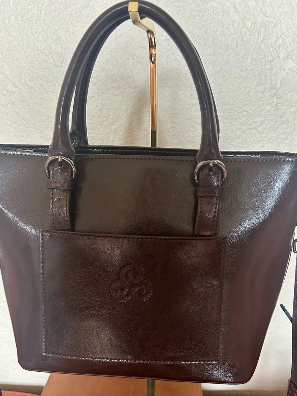Celtic Clothing Co Triskele Knot Brown Leather Handbag Crossbody Bag *Mint*